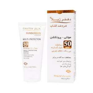 کرم ضد آفتاب مولتی پروتکشن SPF50 دکتر ژیلا 3 کرم ضد آفتاب مولتی پروتکشن SPF50 بی رنگ دکتر ژیلا 1