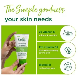 ژل شستشوی صورت مرطوب کننده پوست خشک و حساس سیمپل 2 Simple Moisturising Facial Wash qvkala