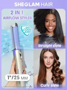 حالت دهنده مو Cool Lock Airflow شیگلم 3 دستگاه حالت دهنده مو با جریان هوا شیگلم Sheglam صاف کننده و فر کننده مو ۲ در ۱مدل Cool Lock Airflow 9