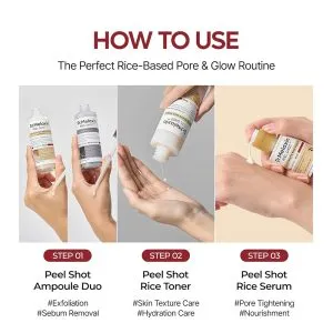 سرم روشن کننده برنج سفید دکتر ملاکسین آبرسان، درخشان کننده و کنترل منافذ پوست Dr.Melaxin Peel Shot Glow Rice Serum 5